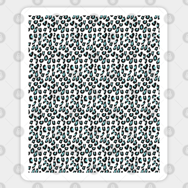 Pastel Aqua Blue Black White Leopard Skin Cheetah Print Sticker by squeakyricardo